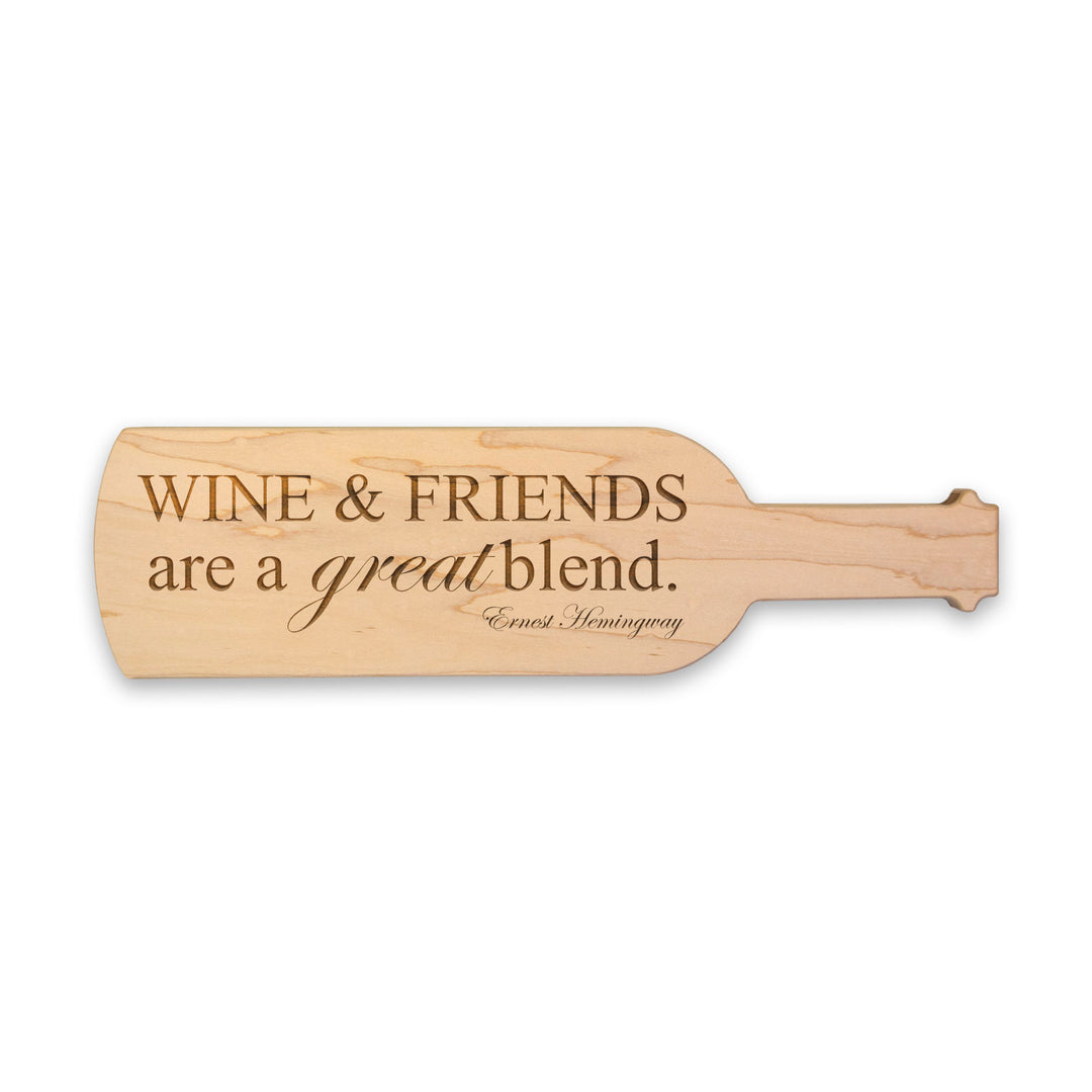Wine & Friends Are A Great Blend - Wine Bottle Shape Cheeseboard 15 x 4"