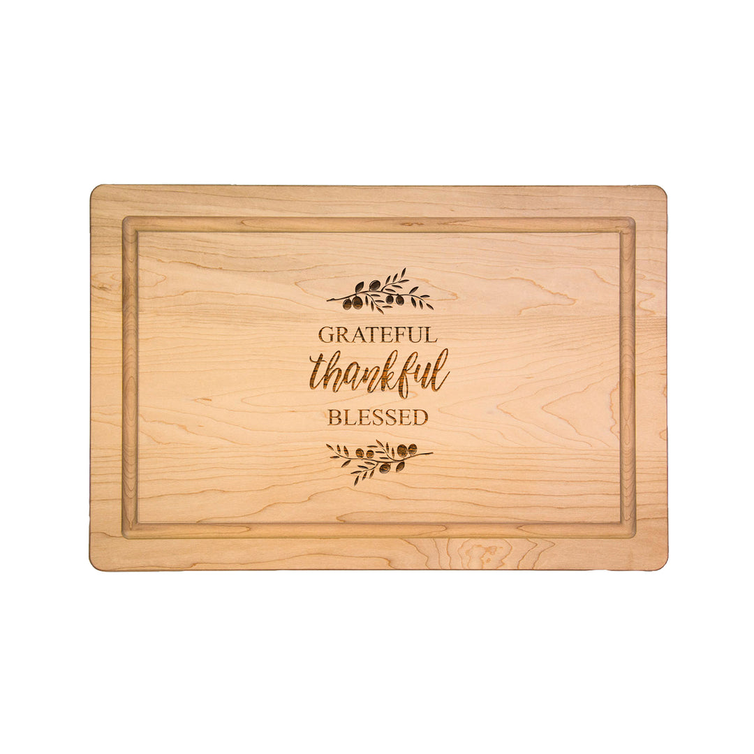 Grateful, Thankful, Blessed - Maple Wood Cutting & Cheeseboard 18 x 12"