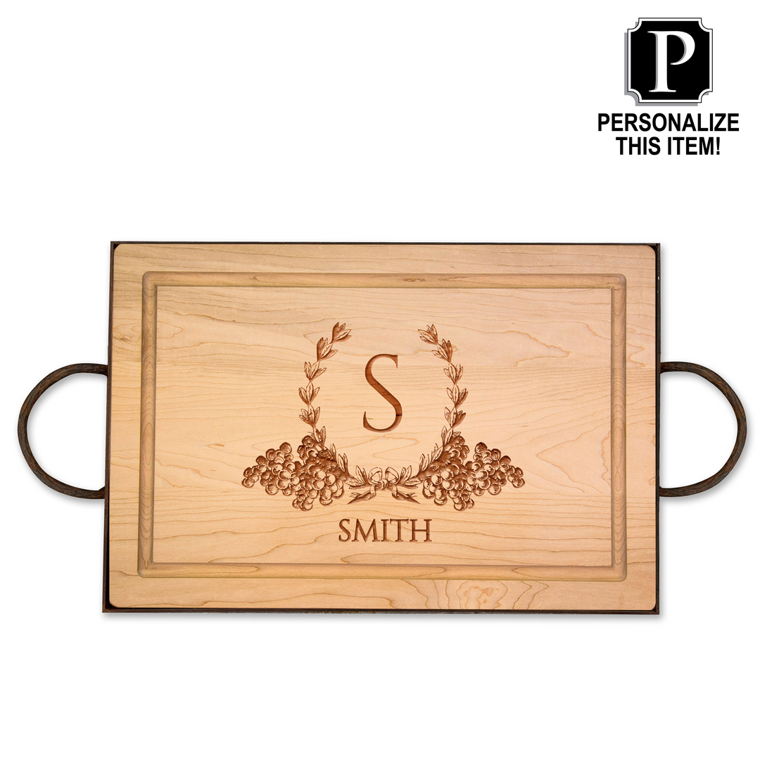 Personalized Maple Wood 18 x 12 inch with Tray & Handles