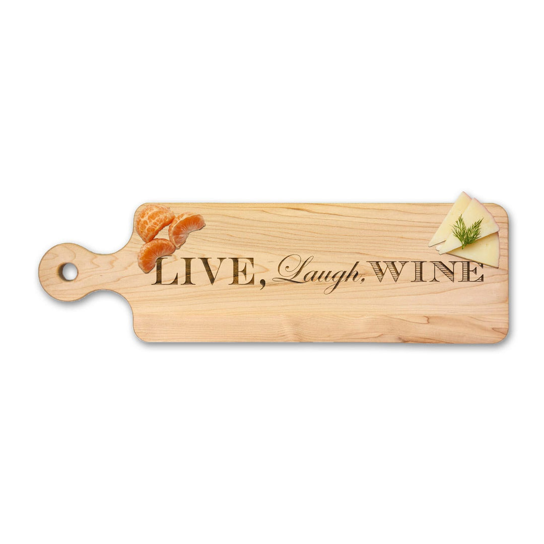 Maple Wood Bread Board | Live Laugh Wine | 20 x 6"