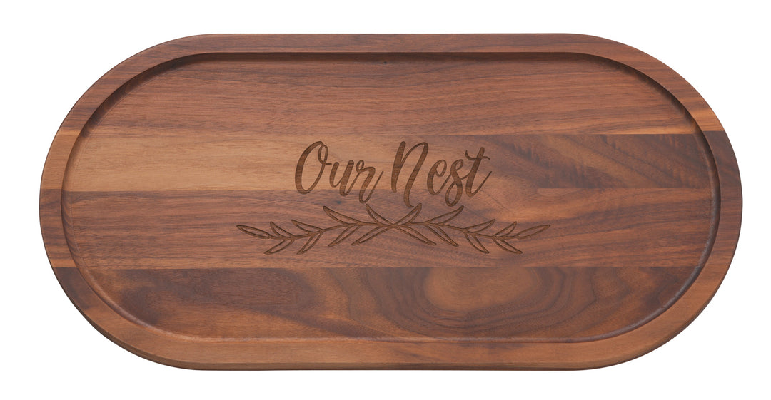 Oval Walnut Wood Artisan Board | Our Nest | 20 x 9"