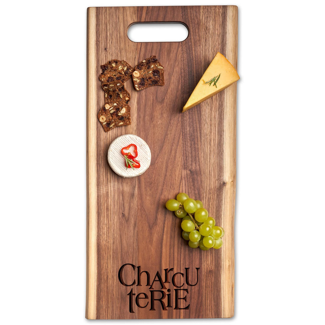 Live Edge Walnut Single Handle Charcuterie Board | Charcuterie A | 24" x 12"