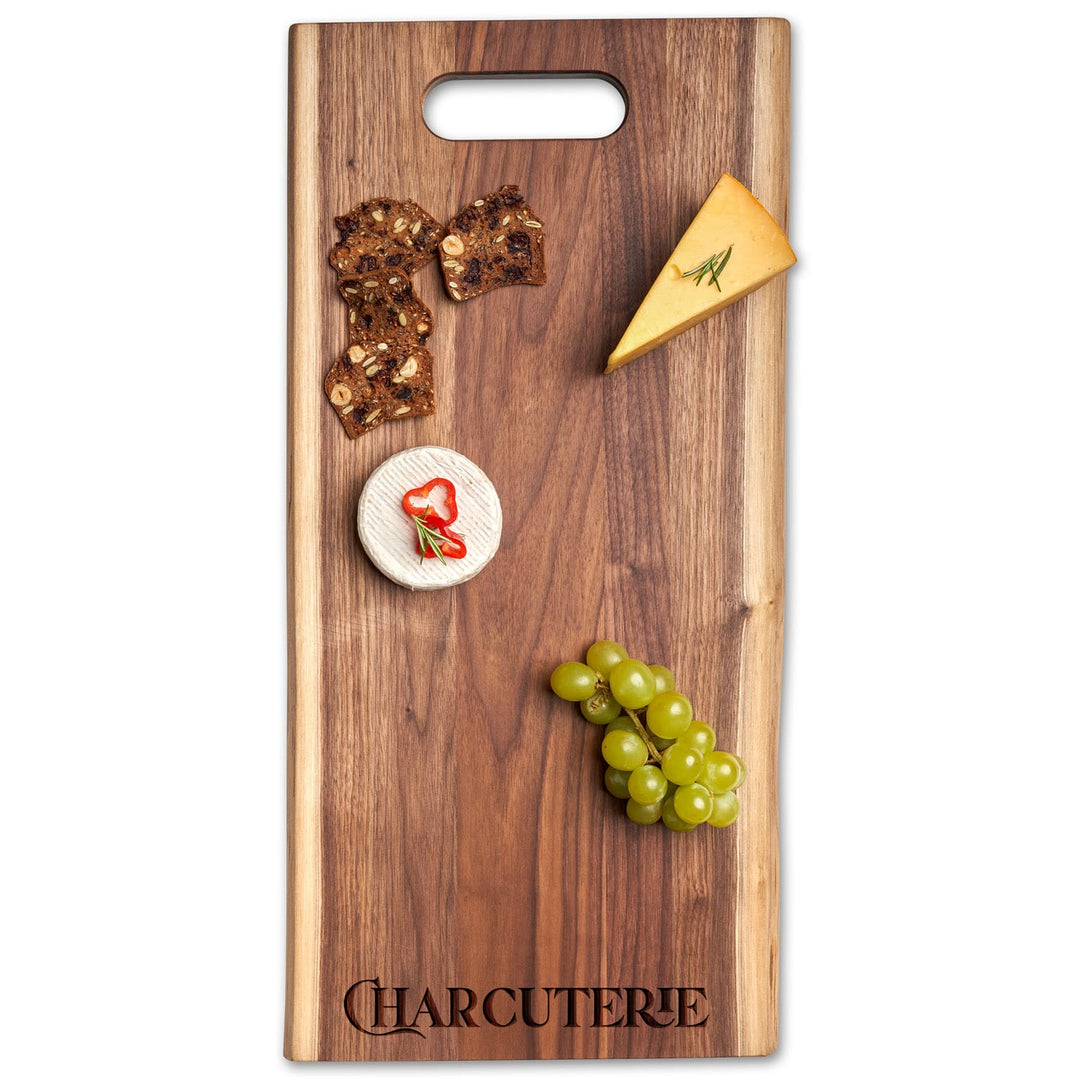 Live Edge Walnut Single Handle Charcuterie Board | Parisian Charcuterie | 24" x 12"