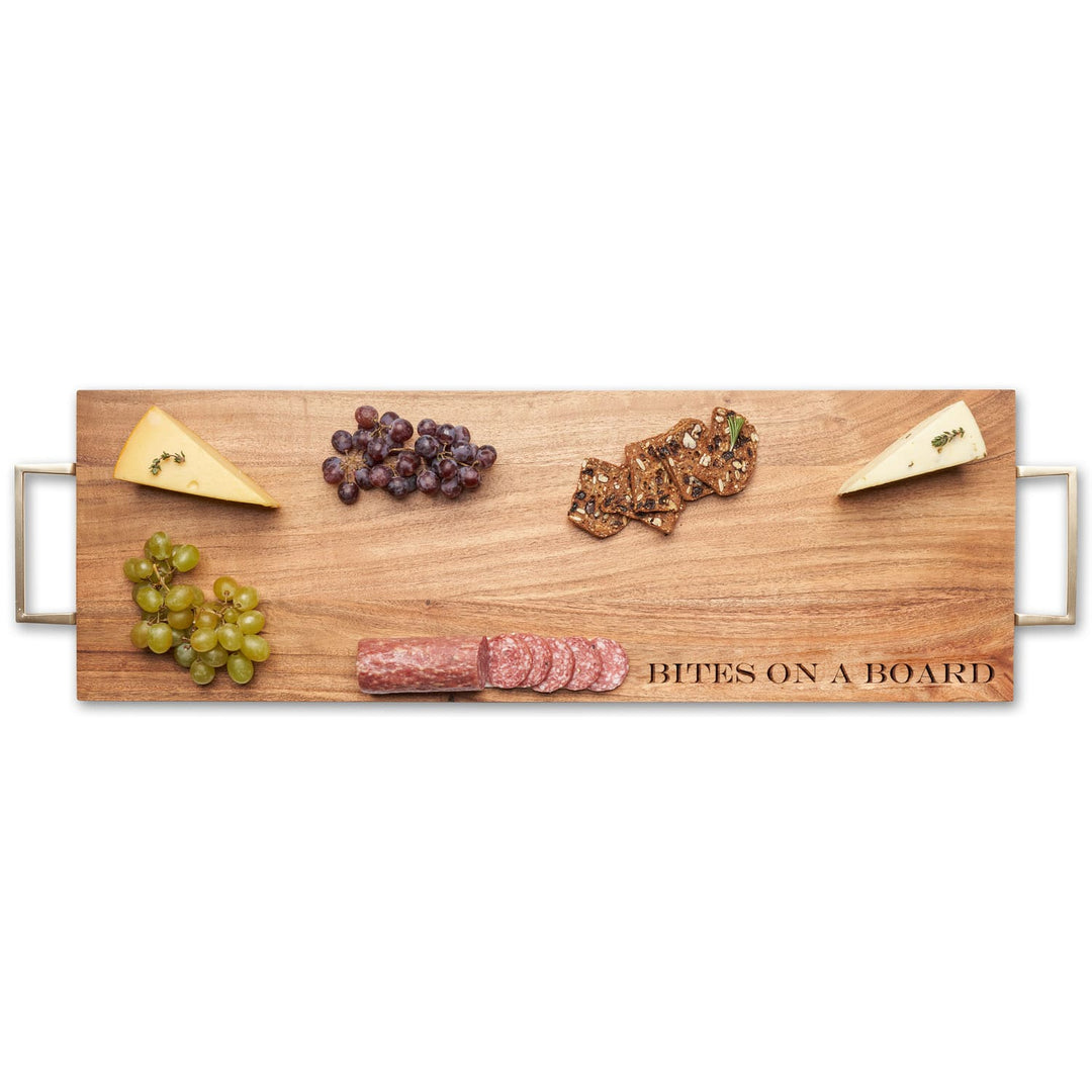 Acacia Serving Board with Gold Handles | Bites on a Board | 30 x 10"