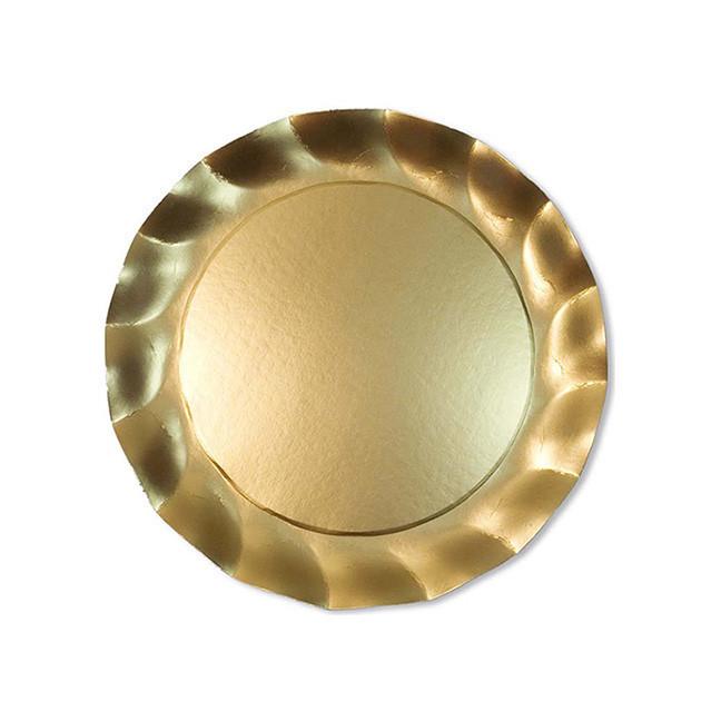 Satin Gold Wavy Paper Dinner Plates/8pk