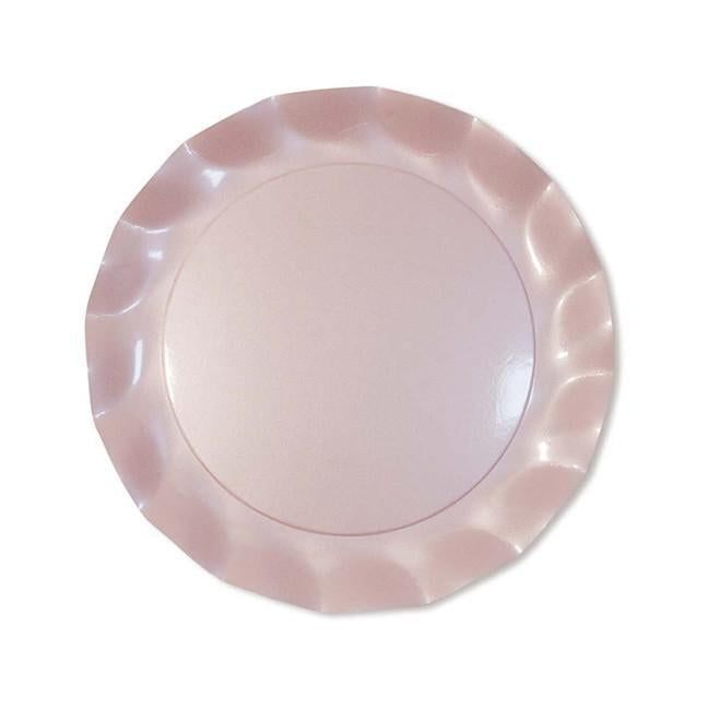 Pearly Pink Wavy Paper Dinner Plate/8pk