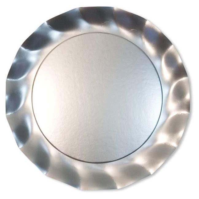 Silver Wavy Paper Charger Plate/8pk