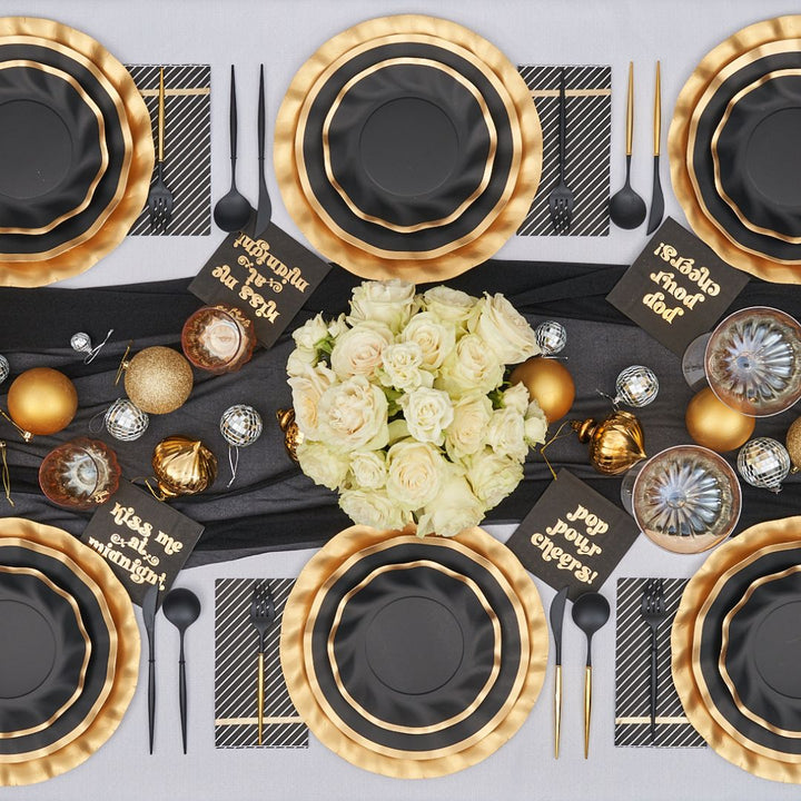 New Years Black Table Setting