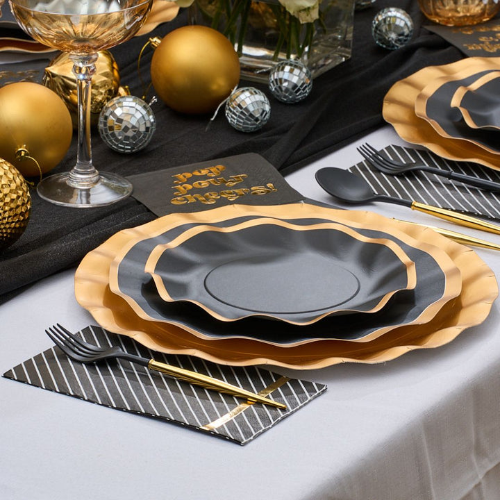 New Years Black Table Setting