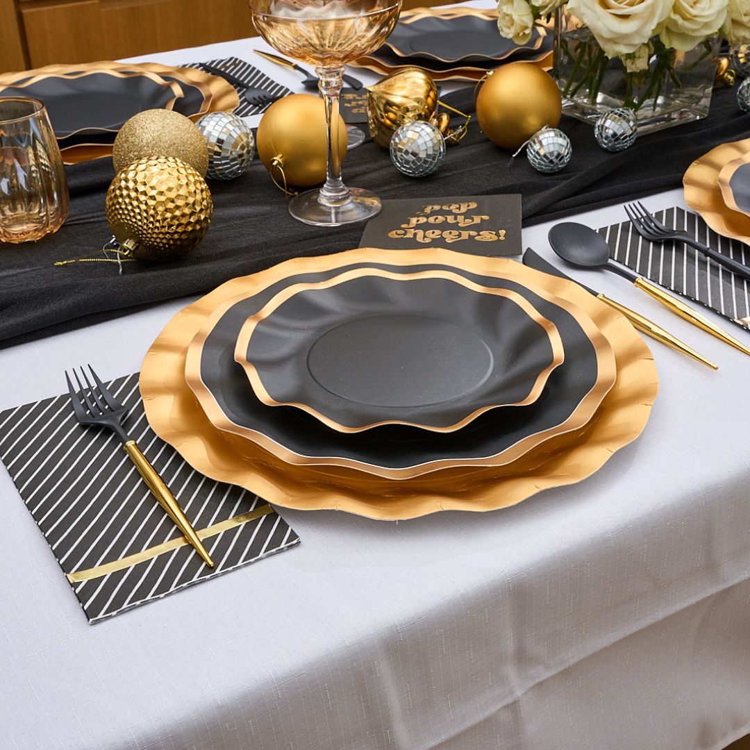 New Years Black Table Setting