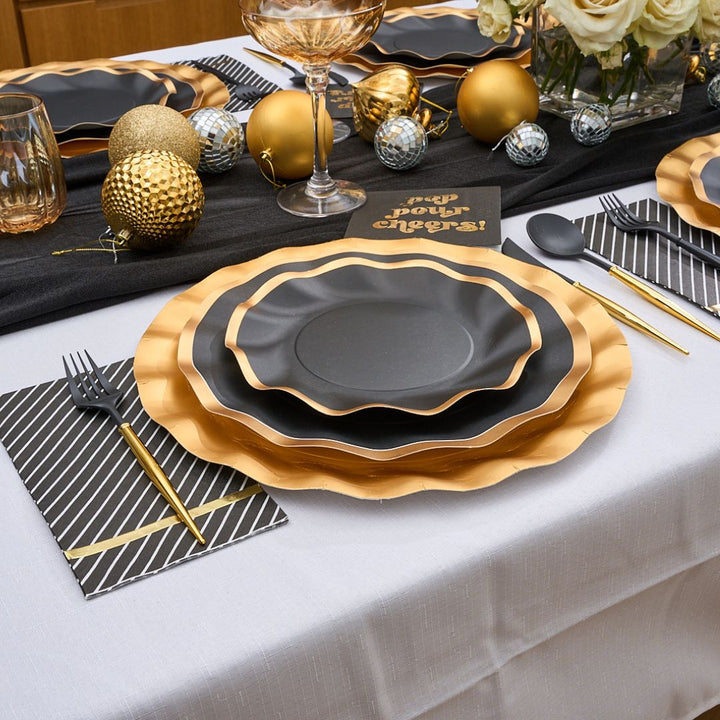New Years Black Table Setting