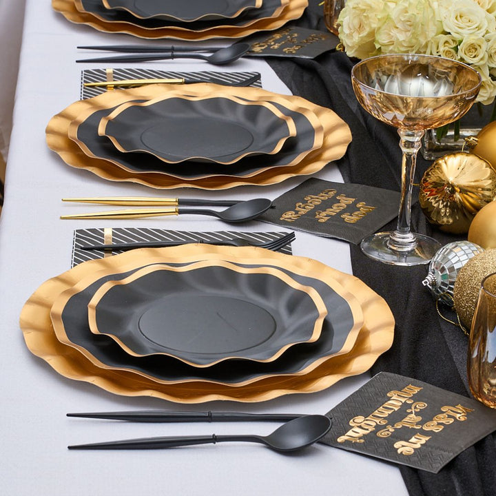 New Years Black Table Setting