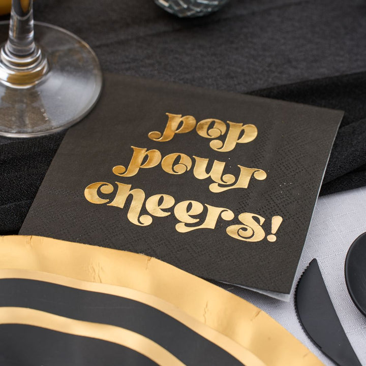 New Years Black Table Setting