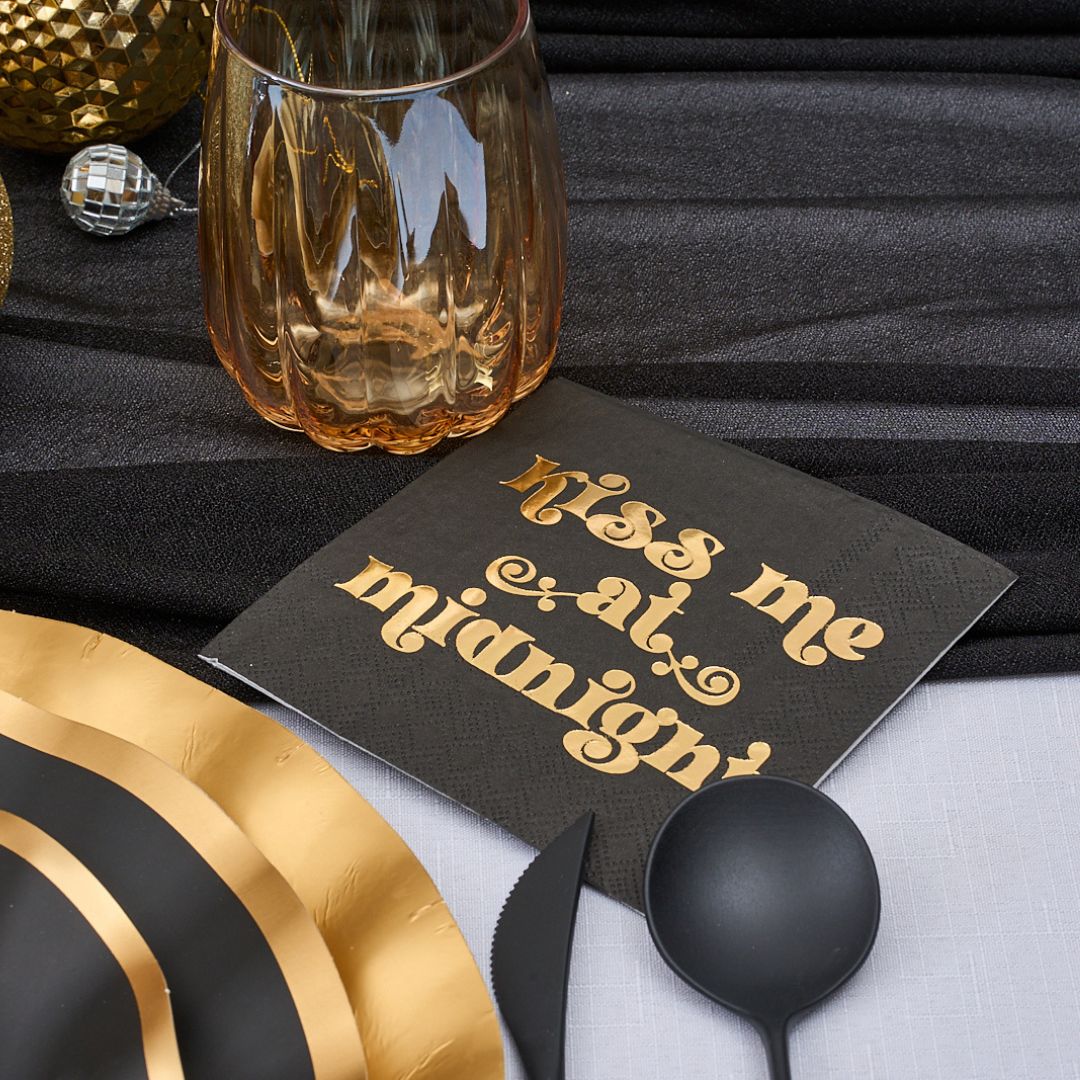 New Years Black Table Setting