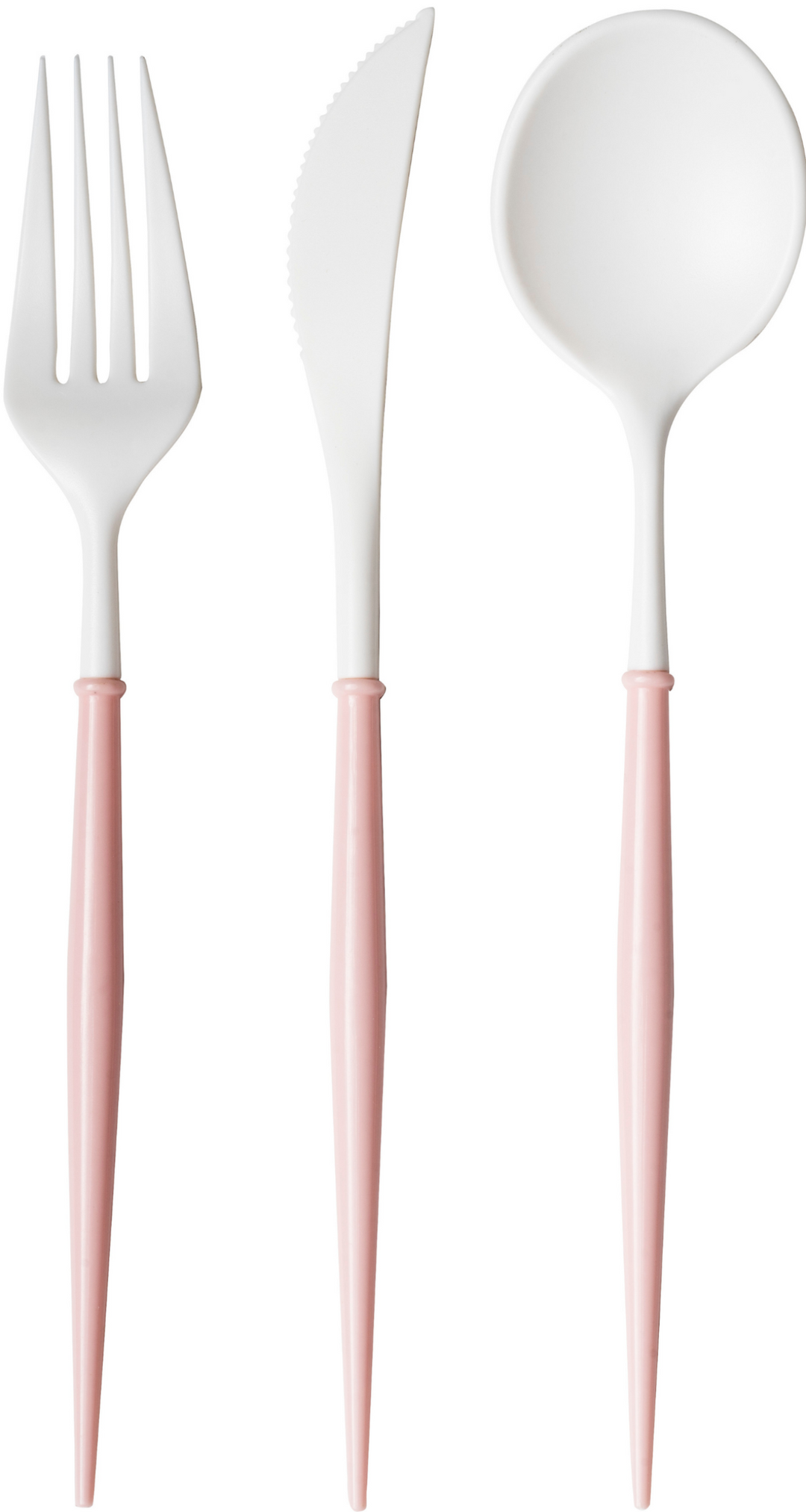 White and Blush Bella Assorted Plastic Cutlery/36pc, Service for 12