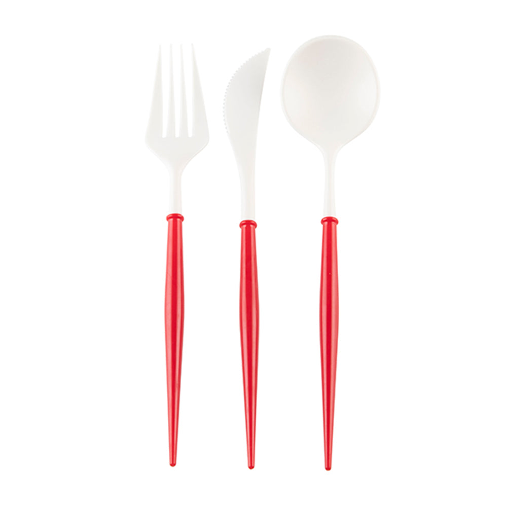 Red Bella Assorted Plastic Cutlery/24pc, Service for 8
