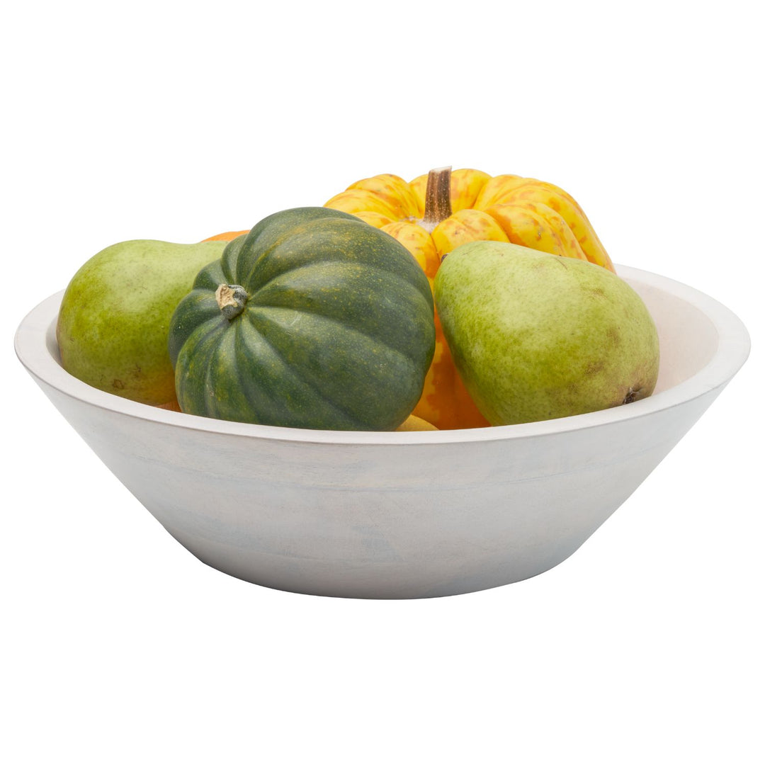 Modern Mango Wood Bowl | White | 12 x 3.75"