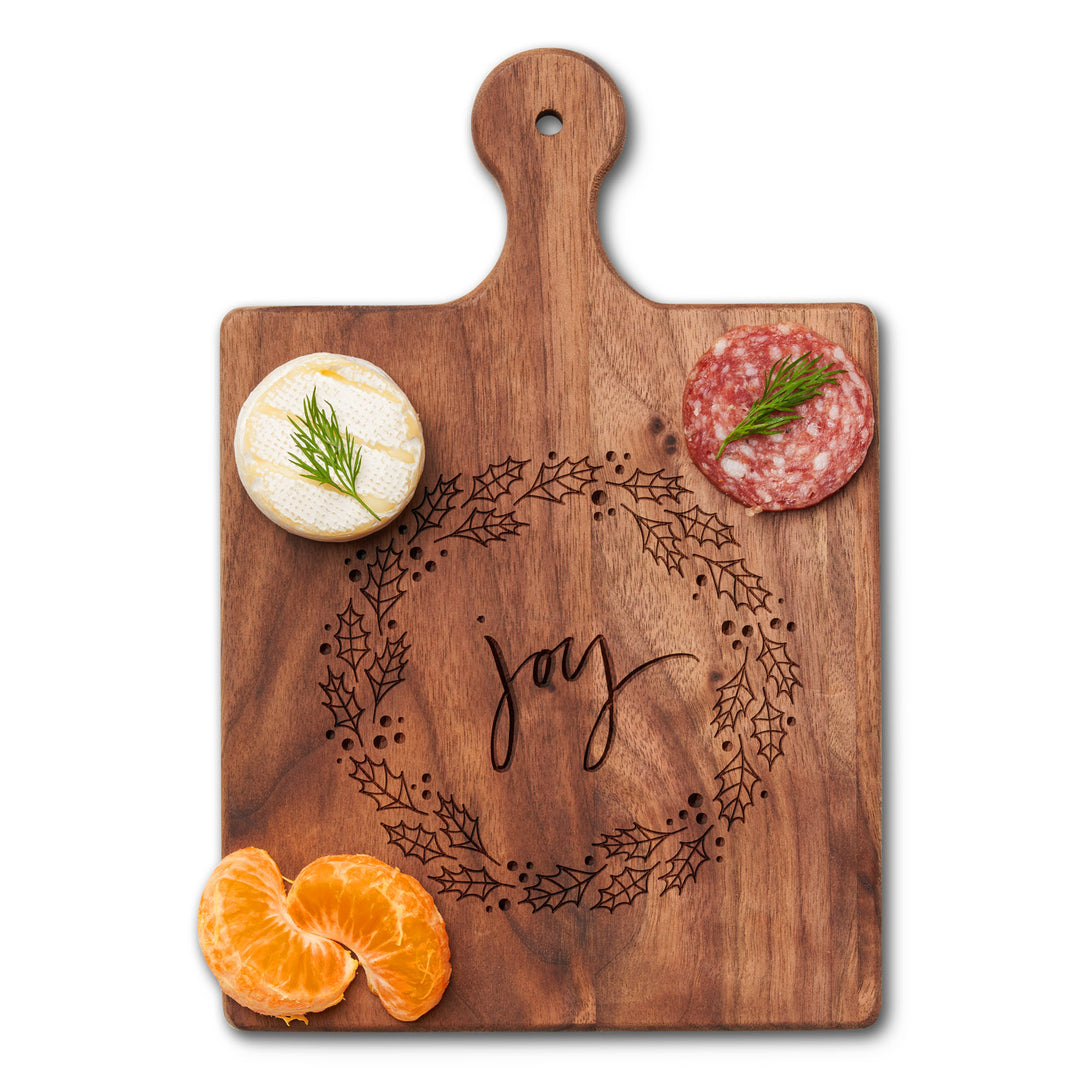 Walnut Artisan Paddle Board | Joy Wreath | 9" x 6"