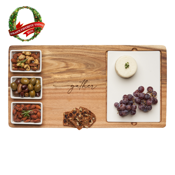 Acacia Wood Fête Set w/ 'Gather' Engraving - Oprah's Favorite