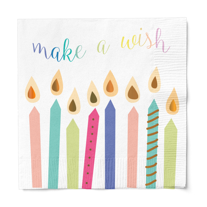 Lunch Napkin Birthday Candles 2 Ply/16pk