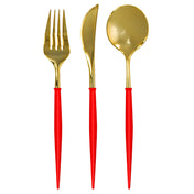 Red & Gold Bella Assorted Plastic Cutlery/24pc, Service for 8
