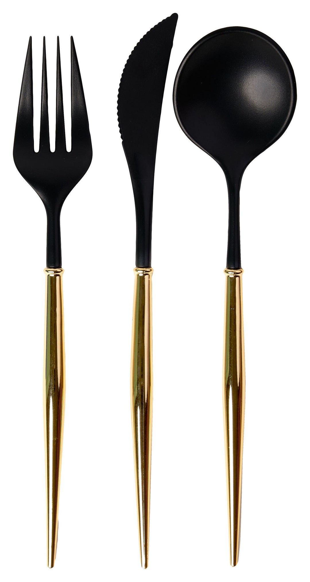 Black & Gold Bella Assorted Plastic Cutlery/36pc, Service for 12