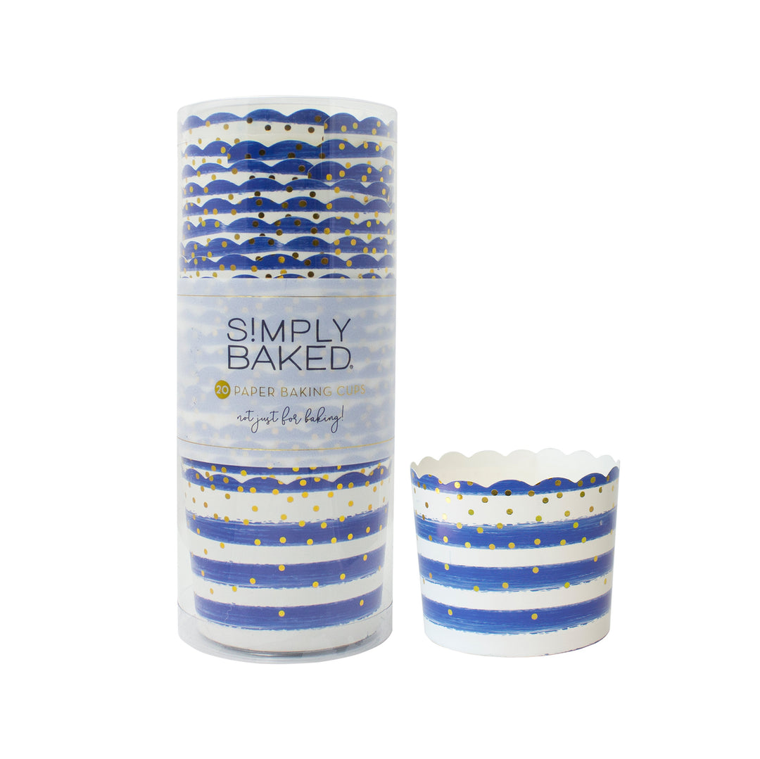 Large Paper Baking Cups | Blue Confetti | 50 ct