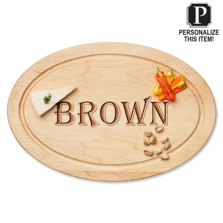 Personalized Maple Wood Cutting + Cheeseboard 18 x 12" Oval