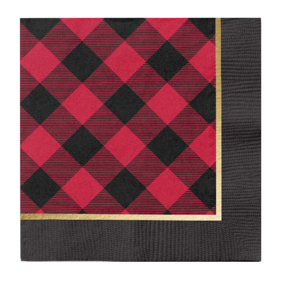 Holiday Buffalo Check Paper Cocktail Napkin/20pk