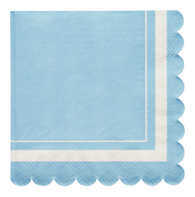 Cocktail Napkin Scalloped Edge Sky Blue/20 pkg