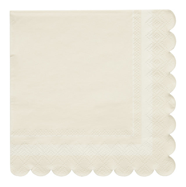 Cocktail Napkin Scalloped Edge Cream/20 pkg