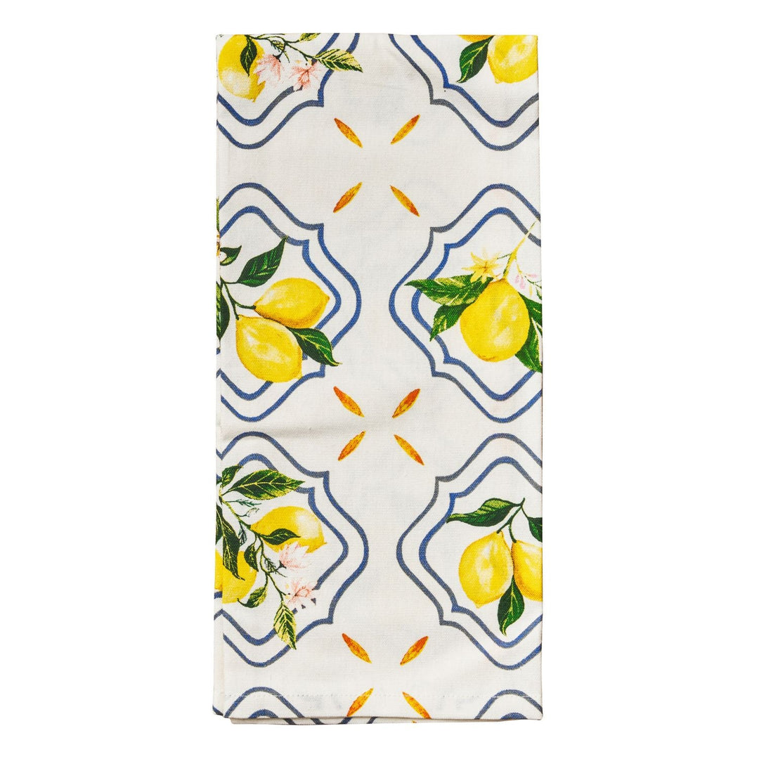 Tea Towel Capri Lemon Border | 100% Cotton | 30" X 20"