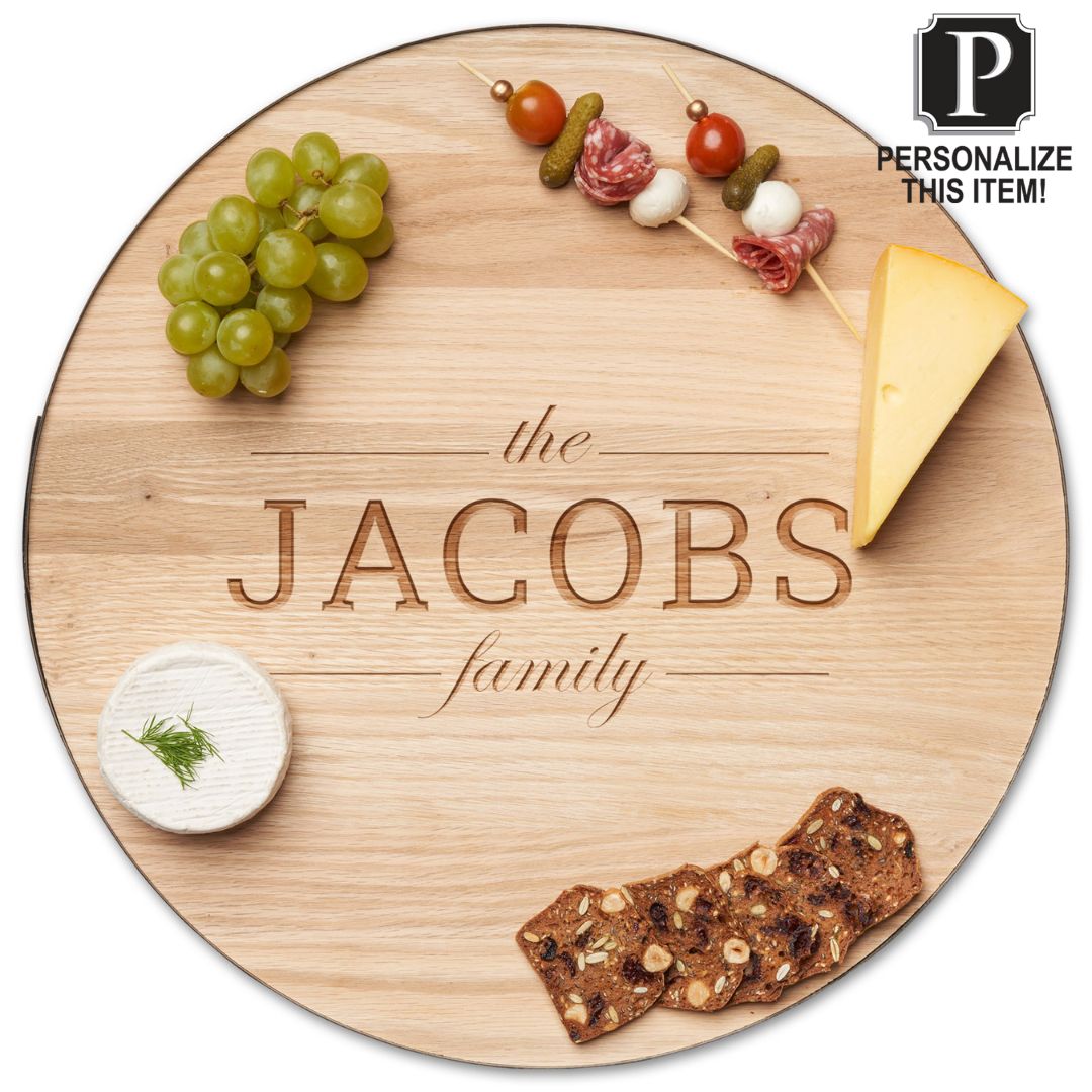 Personalized Oak Wood Round 18" Wine Lazy Susan