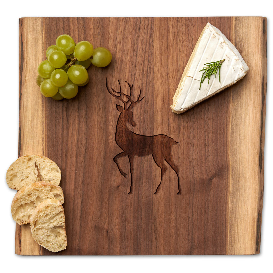 Walnut Square Live Edge Board | Reindeer | 12 x 12"