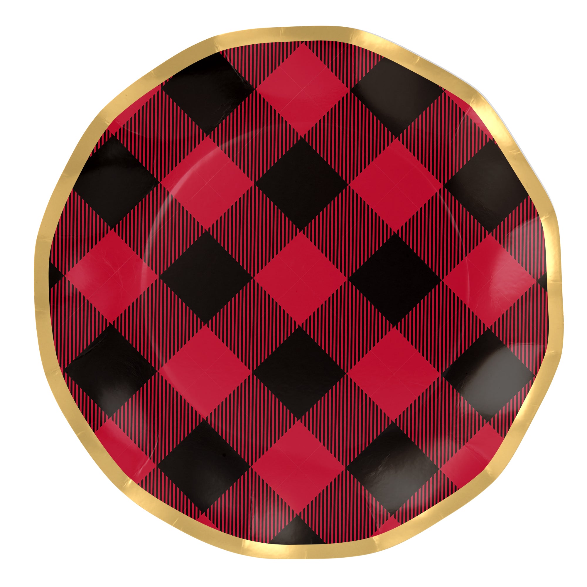 Holiday Buffalo Check Wavy Paper Dinner Plate/8pk