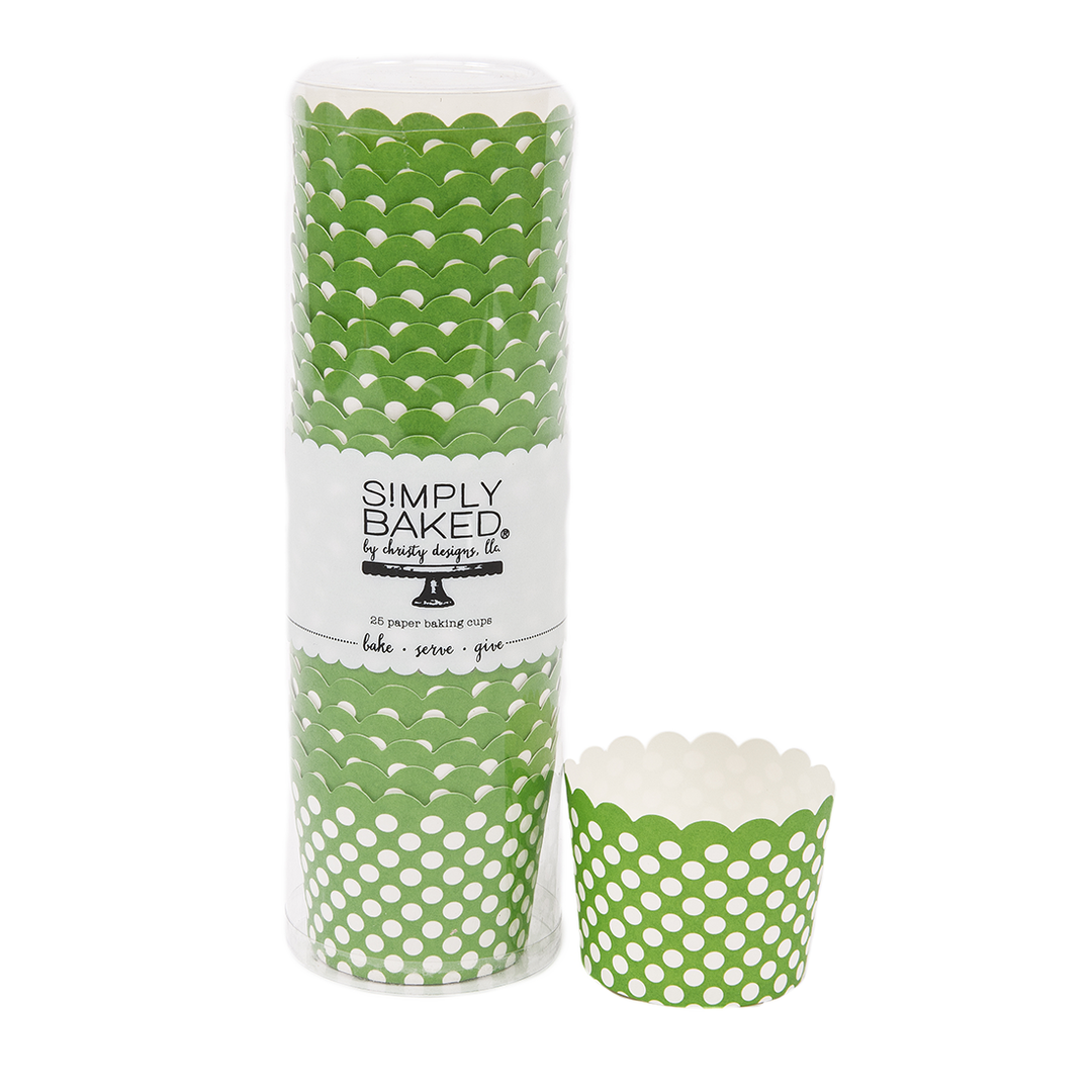 Small Paper Baking Cups | Green Dot | 25 ct