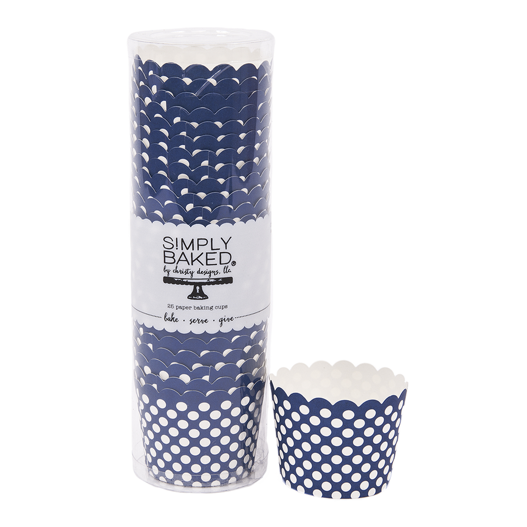 Small Paper Baking Cups | Navy Dot | 25 ct